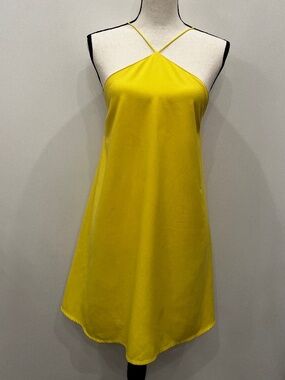 ESSUE Yellow Satin Strap Dress